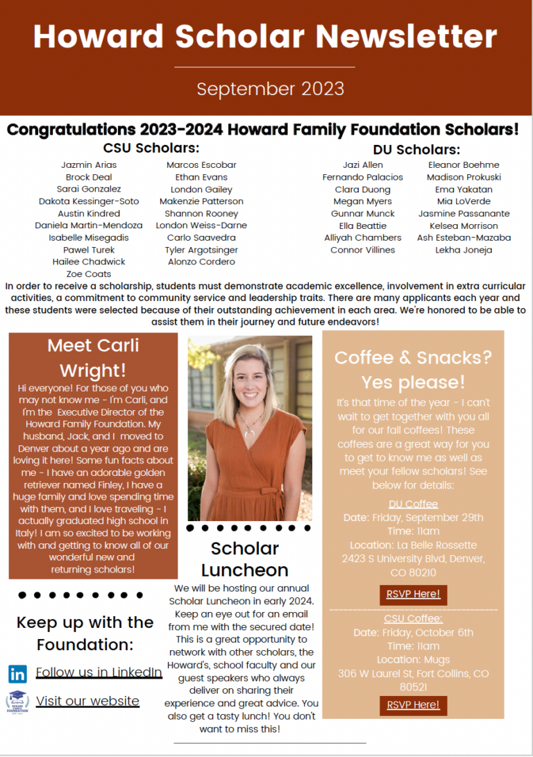 Howard Scholar Newsletter | September 2023